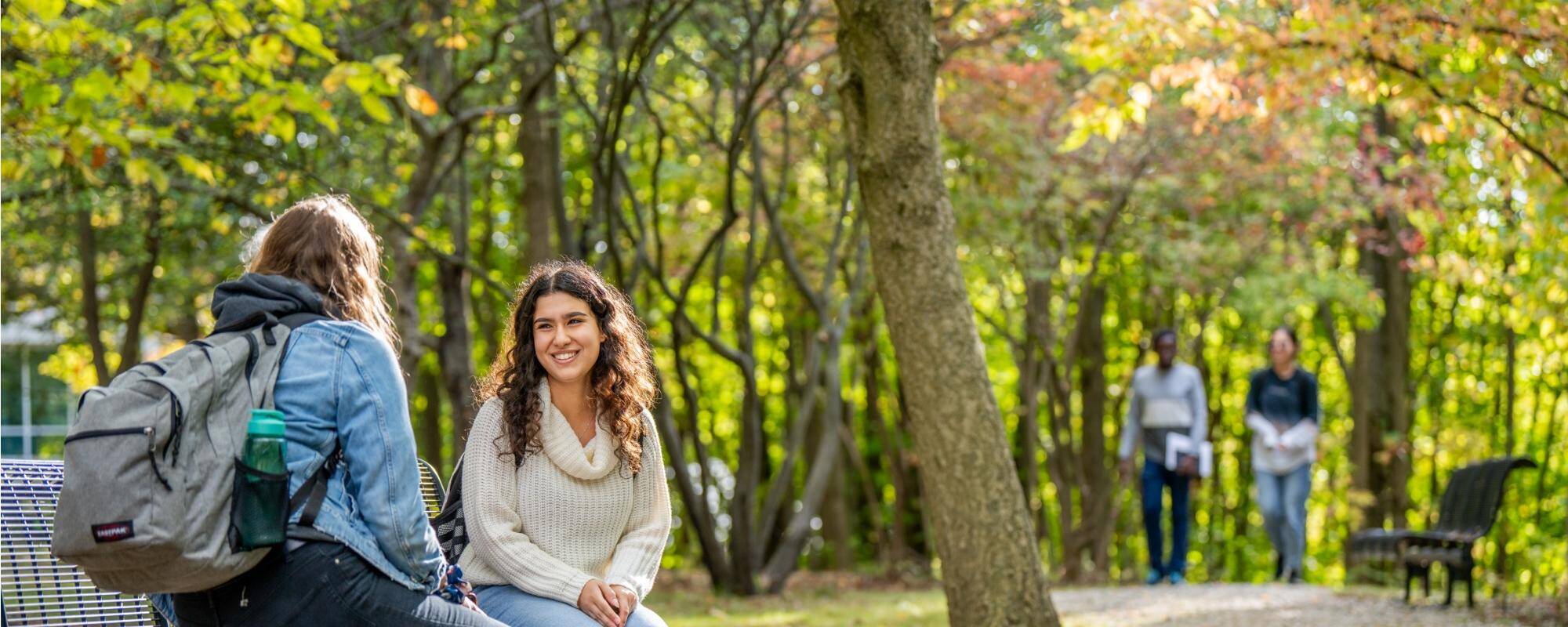 International students on campus in the fall